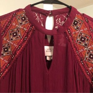 Maroon tunic style blouse long sleeve from Knox Rose XL